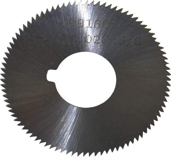 Made in USA - 1-3/4" Diam x 0.028" Blade Thickness x 5/8" Arbor Hole Diam, 90 Tooth Slitting and Slotting Saw - Arbor Connection, Right Hand, Uncoated, High Speed Steel, Concave Ground, Contains Keyway - USA Tool & Supply