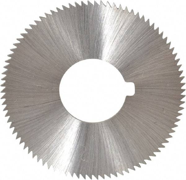Made in USA - 1-3/4" Diam x 0.036" Blade Thickness x 5/8" Arbor Hole Diam, 90 Tooth Slitting and Slotting Saw - Arbor Connection, Right Hand, Uncoated, High Speed Steel, Concave Ground, Contains Keyway - USA Tool & Supply