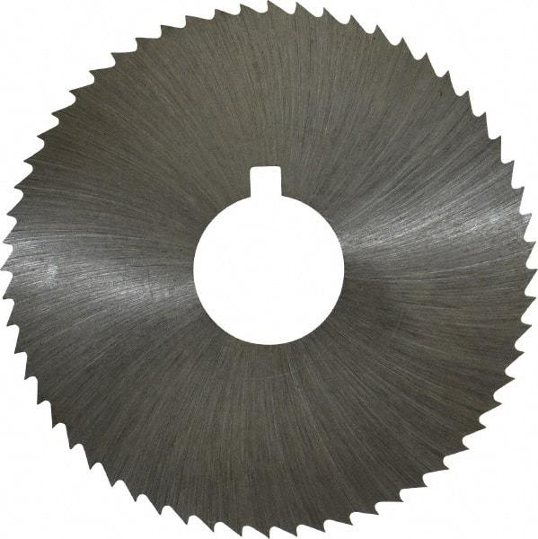 Made in USA - 2-1/4" Diam x 0.008" Blade Thickness x 5/8" Arbor Hole Diam, 60 Tooth Slitting and Slotting Saw - Arbor Connection, Right Hand, Uncoated, High Speed Steel, Concave Ground, Contains Keyway - USA Tool & Supply