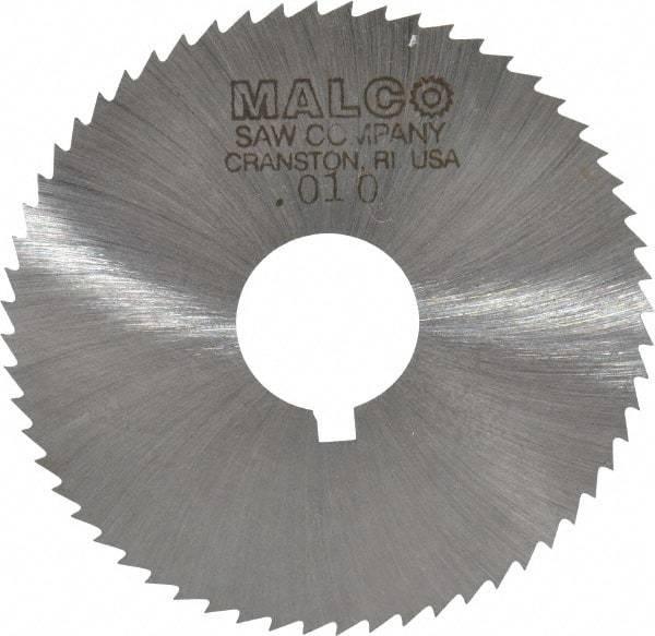 Made in USA - 2-1/4" Diam x 0.01" Blade Thickness x 5/8" Arbor Hole Diam, 60 Tooth Slitting and Slotting Saw - Arbor Connection, Right Hand, Uncoated, High Speed Steel, Concave Ground, Contains Keyway - USA Tool & Supply