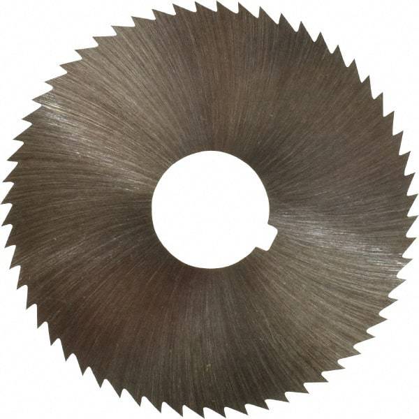 Made in USA - 2-1/4" Diam x 0.028" Blade Thickness x 5/8" Arbor Hole Diam, 60 Tooth Slitting and Slotting Saw - Arbor Connection, Right Hand, Uncoated, High Speed Steel, Concave Ground, Contains Keyway - USA Tool & Supply