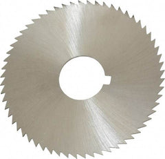 Made in USA - 2-1/4" Diam x 0.032" Blade Thickness x 5/8" Arbor Hole Diam, 60 Tooth Slitting and Slotting Saw - Arbor Connection, Right Hand, Uncoated, High Speed Steel, Concave Ground, Contains Keyway - USA Tool & Supply