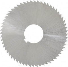 Made in USA - 2-1/4" Diam x 0.051" Blade Thickness x 5/8" Arbor Hole Diam, 60 Tooth Slitting and Slotting Saw - Arbor Connection, Right Hand, Uncoated, High Speed Steel, Concave Ground, Contains Keyway - USA Tool & Supply