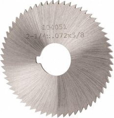 Made in USA - 2-1/4" Diam x 0.072" Blade Thickness x 5/8" Arbor Hole Diam, 60 Tooth Slitting and Slotting Saw - Arbor Connection, Right Hand, Uncoated, High Speed Steel, Concave Ground, Contains Keyway - USA Tool & Supply