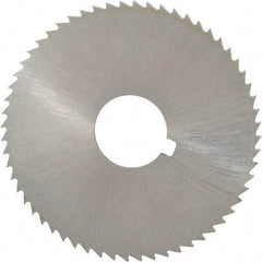 Made in USA - 2-1/4" Diam x 0.091" Blade Thickness x 5/8" Arbor Hole Diam, 60 Tooth Slitting and Slotting Saw - Arbor Connection, Right Hand, Uncoated, High Speed Steel, Concave Ground, Contains Keyway - USA Tool & Supply