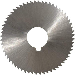 Made in USA - 2-1/4" Diam x 0.102" Blade Thickness x 5/8" Arbor Hole Diam, 60 Tooth Slitting and Slotting Saw - Arbor Connection, Right Hand, Uncoated, High Speed Steel, Concave Ground, Contains Keyway - USA Tool & Supply