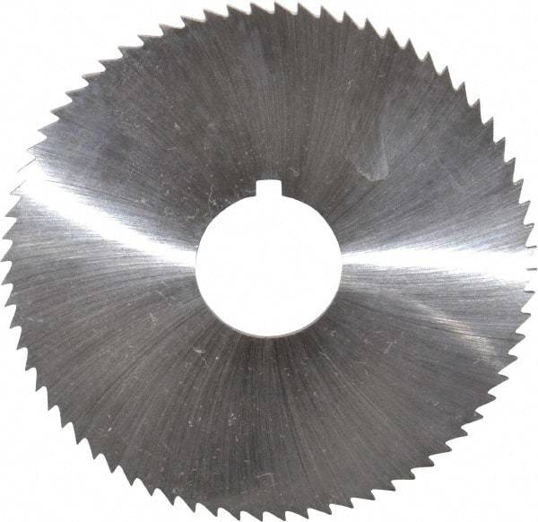 Made in USA - 2-3/4" Diam x 0.057" Blade Thickness x 3/4" Arbor Hole Diam, 72 Tooth Slitting and Slotting Saw - Arbor Connection, Right Hand, Uncoated, High Speed Steel, Concave Ground, Contains Keyway - USA Tool & Supply