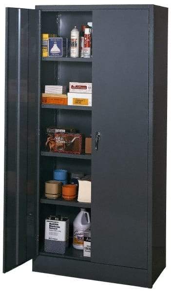 Edsal - 4 Shelf Combination Storage Cabinet - Steel, 36" Wide x 18" Deep x 78" High, Med Grey - USA Tool & Supply