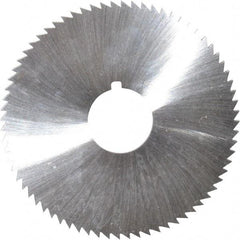 Made in USA - 2-3/4" Diam x 0.114" Blade Thickness x 3/4" Arbor Hole Diam, 72 Tooth Slitting and Slotting Saw - Arbor Connection, Right Hand, Uncoated, High Speed Steel, Concave Ground, Contains Keyway - USA Tool & Supply