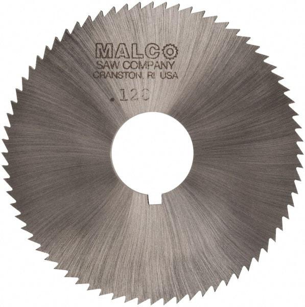 Made in USA - 2-3/4" Diam x 0.128" Blade Thickness x 3/4" Arbor Hole Diam, 72 Tooth Slitting and Slotting Saw - Arbor Connection, Right Hand, Uncoated, High Speed Steel, Concave Ground, Contains Keyway - USA Tool & Supply