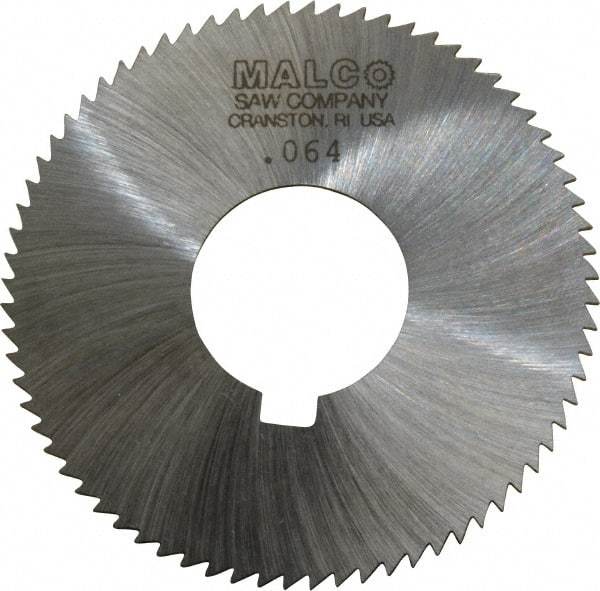 Made in USA - 2-3/4" Diam x 0.064" Blade Thickness x 1" Arbor Hole Diam, 72 Tooth Slitting and Slotting Saw - Arbor Connection, Right Hand, Uncoated, High Speed Steel, Concave Ground, Contains Keyway - USA Tool & Supply