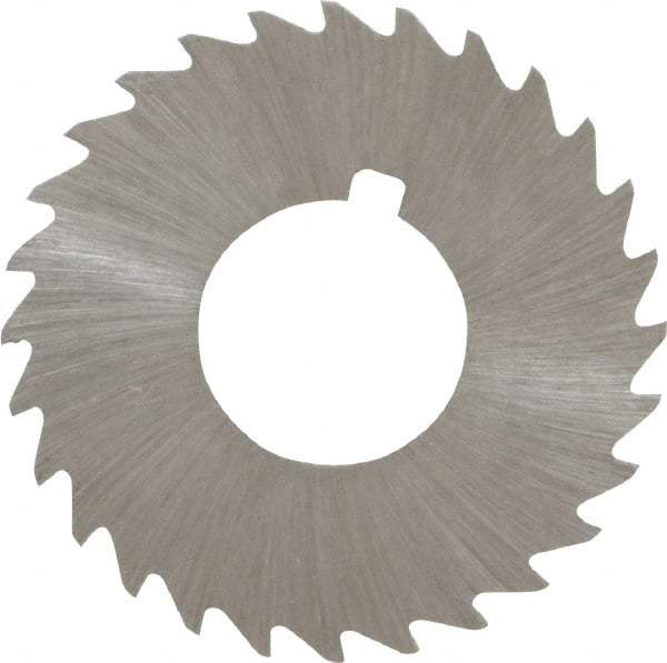 Made in USA - 1-1/4" Diam x 1/32" Blade Thickness x 1/2" Arbor Hole Diam, 28 Tooth Slitting and Slotting Saw - Arbor Connection, Right Hand, Uncoated, High Speed Steel, Concave Ground, Contains Keyway - USA Tool & Supply