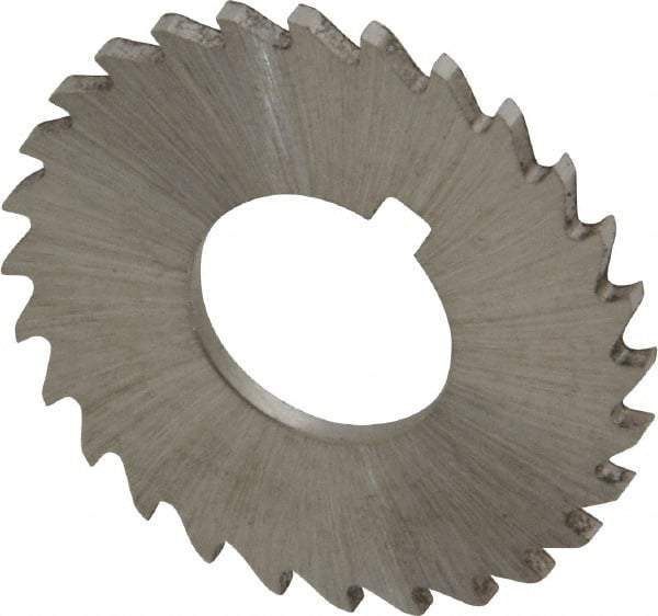 Made in USA - 1-1/4" Diam x 1/16" Blade Thickness x 1/2" Arbor Hole Diam, 28 Tooth Slitting and Slotting Saw - Arbor Connection, Right Hand, Uncoated, High Speed Steel, Concave Ground, Contains Keyway - USA Tool & Supply