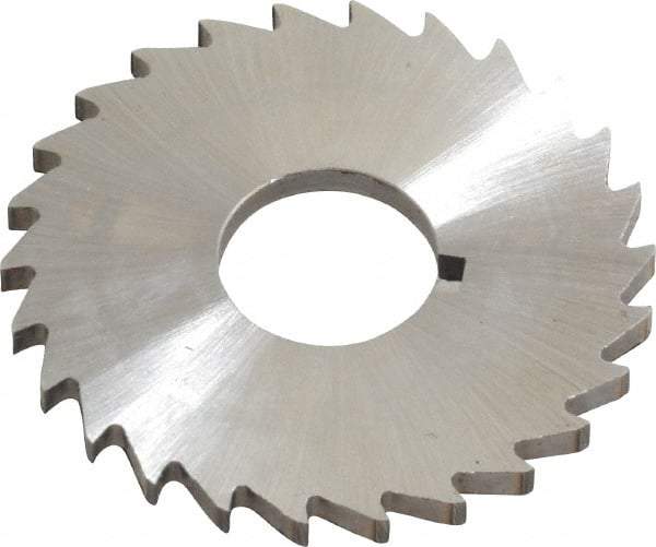 Made in USA - 1-1/2" Diam x 3/32" Blade Thickness x 1/2" Arbor Hole Diam, 26 Tooth Slitting and Slotting Saw - Arbor Connection, Right Hand, Uncoated, High Speed Steel, Concave Ground, Contains Keyway - USA Tool & Supply