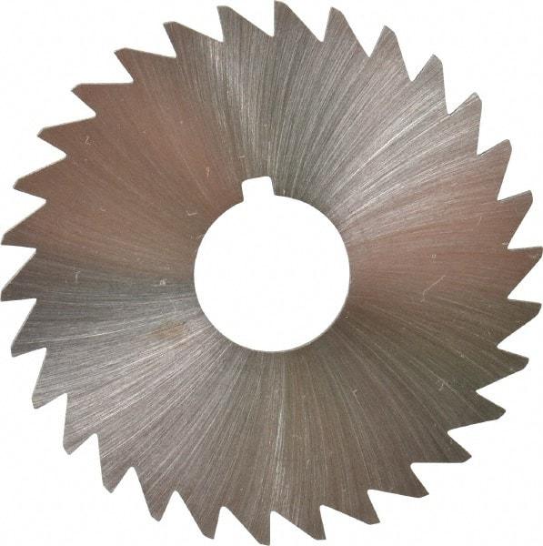 Made in USA - 1-3/4" Diam x 1/16" Blade Thickness x 1/2" Arbor Hole Diam, 30 Tooth Slitting and Slotting Saw - Arbor Connection, Right Hand, Uncoated, High Speed Steel, Concave Ground, Contains Keyway - USA Tool & Supply