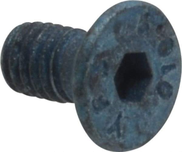 Metric Blue - M4x0.70 Metric Coarse Hex Socket Drive, 90° Flat Screw - Grade 10.9 Alloy Steel, Metric Blue Finish, Fully Threaded, 8mm OAL - USA Tool & Supply
