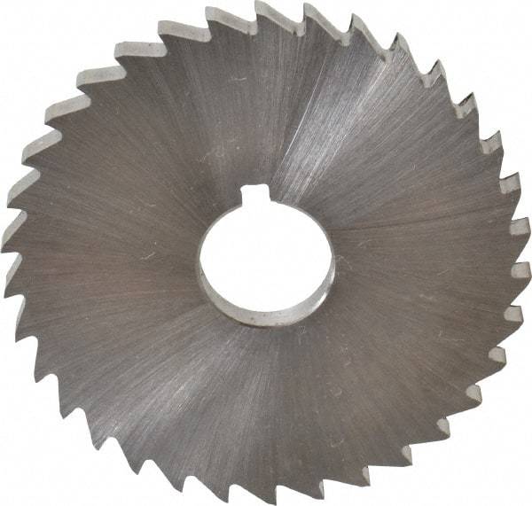 Made in USA - 2" Diam x 5/32" Blade Thickness x 1/2" Arbor Hole Diam, 34 Tooth Slitting and Slotting Saw - Arbor Connection, Right Hand, Uncoated, High Speed Steel, Concave Ground, Contains Keyway - USA Tool & Supply