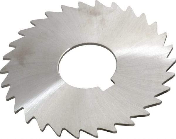 Made in USA - 3" Diam x 1/16" Blade Thickness x 1" Arbor Hole Diam, 30 Tooth Slitting and Slotting Saw - Arbor Connection, Right Hand, Uncoated, High Speed Steel, Concave Ground, Contains Keyway - USA Tool & Supply