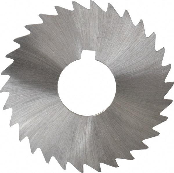 Made in USA - 3" Diam x 3/32" Blade Thickness x 1" Arbor Hole Diam, 30 Tooth Slitting and Slotting Saw - Arbor Connection, Right Hand, Uncoated, High Speed Steel, Concave Ground, Contains Keyway - USA Tool & Supply