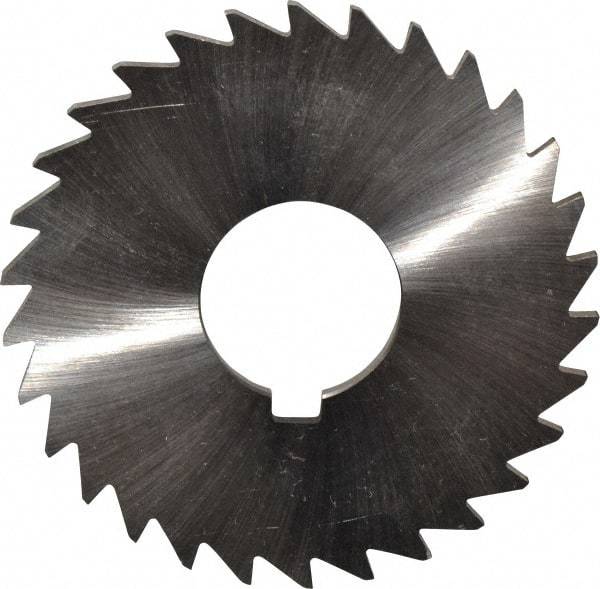 Made in USA - 3" Diam x 1/8" Blade Thickness x 1" Arbor Hole Diam, 30 Tooth Slitting and Slotting Saw - Arbor Connection, Right Hand, Uncoated, High Speed Steel, Concave Ground, Contains Keyway - USA Tool & Supply