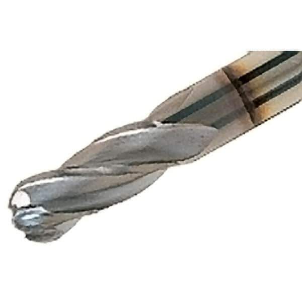 Iscar - 3/16" Diam, 3/8" LOC, 4 Flute Solid Carbide Ball End Mill - TiAlN Finish, Single End, 2-1/2" OAL, 3/16" Shank Diam, Spiral Flute - USA Tool & Supply