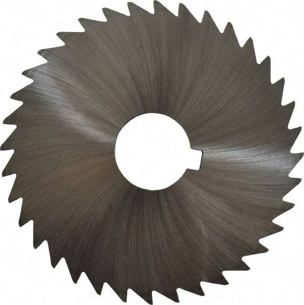 Made in USA - 4" Diam x 3/32" Blade Thickness x 1" Arbor Hole Diam, 36 Tooth Slitting and Slotting Saw - Arbor Connection, Right Hand, Uncoated, High Speed Steel, Concave Ground, Contains Keyway - USA Tool & Supply