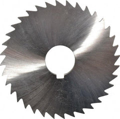 Made in USA - 4" Diam x 1/8" Blade Thickness x 1" Arbor Hole Diam, 36 Tooth Slitting and Slotting Saw - Arbor Connection, Right Hand, Uncoated, High Speed Steel, Concave Ground, Contains Keyway - USA Tool & Supply