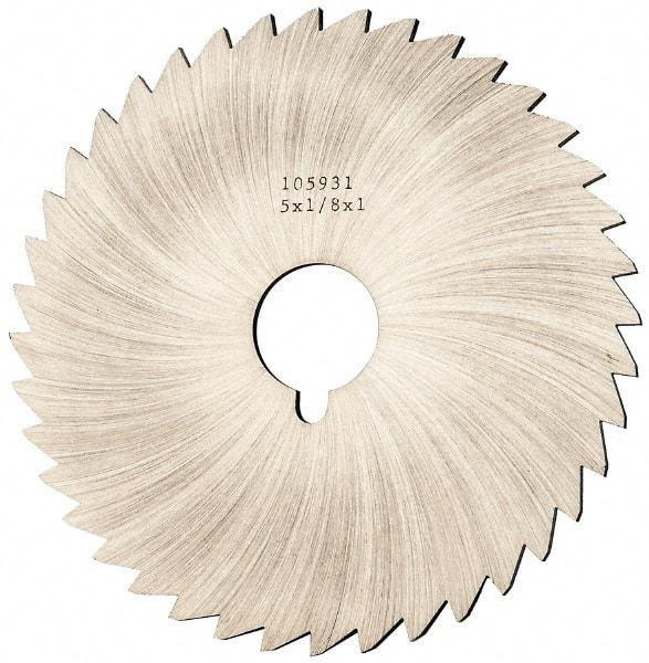 Made in USA - 5" Diam x 1/8" Blade Thickness x 1" Arbor Hole Diam, 40 Tooth Slitting and Slotting Saw - Arbor Connection, Right Hand, Uncoated, High Speed Steel, Concave Ground, Contains Keyway - USA Tool & Supply