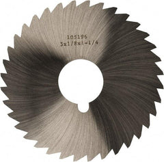 Made in USA - 5" Diam x 1/8" Blade Thickness x 1-1/4" Arbor Hole Diam, 40 Tooth Slitting and Slotting Saw - Arbor Connection, Right Hand, Uncoated, High Speed Steel, Concave Ground, Contains Keyway - USA Tool & Supply