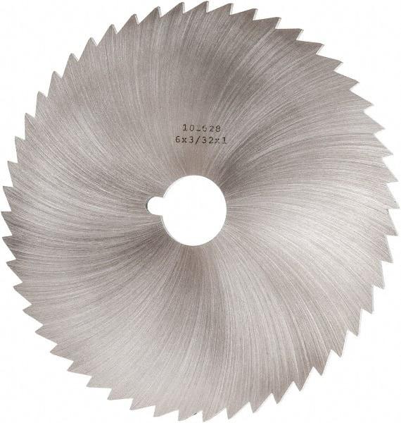 Made in USA - 6" Diam x 3/32" Blade Thickness x 1" Arbor Hole Diam, 50 Tooth Slitting and Slotting Saw - Arbor Connection, Right Hand, Uncoated, High Speed Steel, Concave Ground, Contains Keyway - USA Tool & Supply