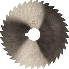 Made in USA - 6" Diam x 1/8" Blade Thickness x 1" Arbor Hole Diam, 44 Tooth Slitting and Slotting Saw - Arbor Connection, Right Hand, Uncoated, High Speed Steel, Concave Ground, Contains Keyway - USA Tool & Supply