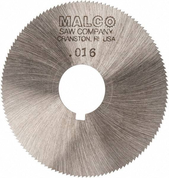 Made in USA - 2-1/4" Diam x 0.016" Blade Thickness x 5/8" Arbor Hole Diam, 132 Tooth Slitting and Slotting Saw - Arbor Connection, Right Hand, Uncoated, High Speed Steel, Concave Ground, Contains Keyway - USA Tool & Supply