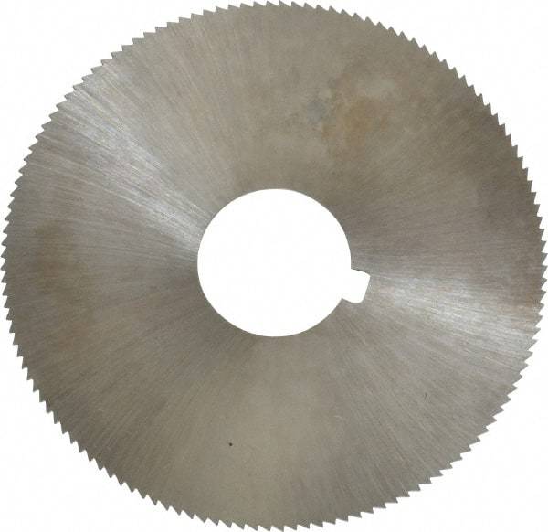 Made in USA - 2-1/4" Diam x 0.025" Blade Thickness x 5/8" Arbor Hole Diam, 132 Tooth Slitting and Slotting Saw - Arbor Connection, Right Hand, Uncoated, High Speed Steel, Concave Ground, Contains Keyway - USA Tool & Supply