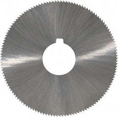 Made in USA - 2-1/4" Diam x 0.028" Blade Thickness x 5/8" Arbor Hole Diam, 132 Tooth Slitting and Slotting Saw - Arbor Connection, Right Hand, Uncoated, High Speed Steel, Concave Ground, Contains Keyway - USA Tool & Supply