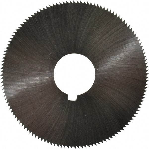 Made in USA - 2-1/4" Diam x 0.036" Blade Thickness x 5/8" Arbor Hole Diam, 132 Tooth Slitting and Slotting Saw - Arbor Connection, Right Hand, Uncoated, High Speed Steel, Concave Ground, Contains Keyway - USA Tool & Supply