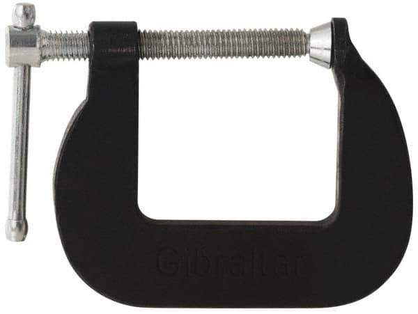 Gibraltar - Light-Duty 2" Max Opening, 1-1/4" Throat Depth, Cast Iron Standard C-Clamp - 875 Lb Capacity, 0" Min Opening, Standard Throat Depth - USA Tool & Supply