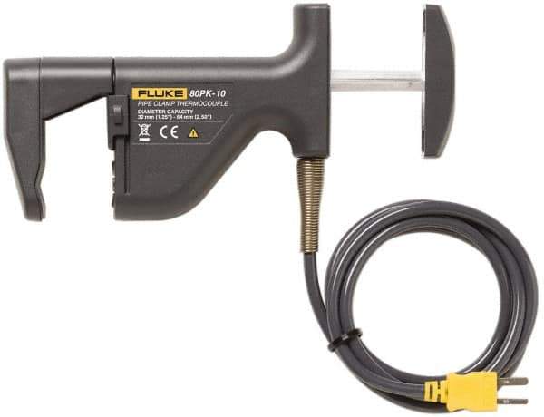 Fluke - -20 to 300°F, Pipe Surface Clamp On Thermometer - 1-1/4 to 2-1/2 Pipe, 80PK-10 to Pipe Clamp Temp Probe - USA Tool & Supply