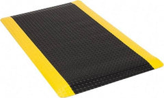 Wearwell - 5' Long x 3' Wide, Dry Environment, Anti-Fatigue Matting - Black with Yellow Borders, Vinyl with Urethane Sponge Base, Beveled on 4 Sides - USA Tool & Supply