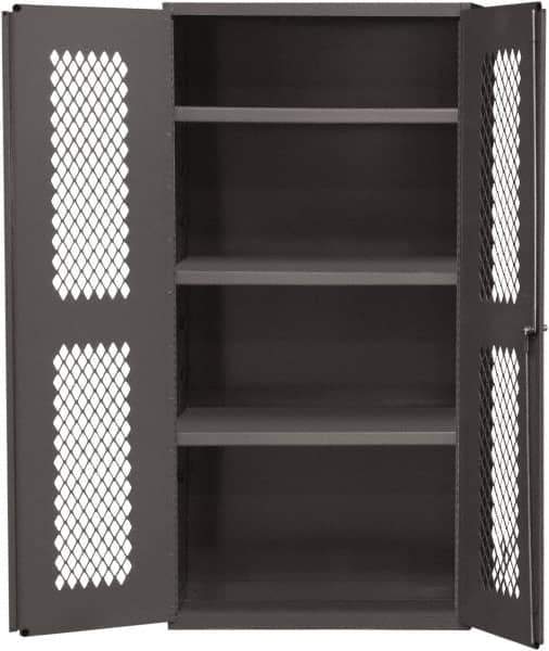 Durham - 2 Shelf Locking Storage Cabinet - Steel, 36" Wide x 18" Deep x 48" High, Gray - USA Tool & Supply