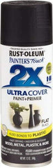 Rust-Oleum - Black, Flat, Enamel Spray Paint - 8 to 12 Sq Ft per Can, 12 oz Container - USA Tool & Supply