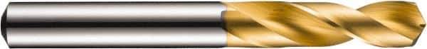 DORMER - 6.7mm 130° Spiral Flute Solid Carbide Screw Machine Drill Bit - TiN Finish, Right Hand Cut, 31mm Flute Length, 70mm OAL, CDX Point, Straight Shank - USA Tool & Supply