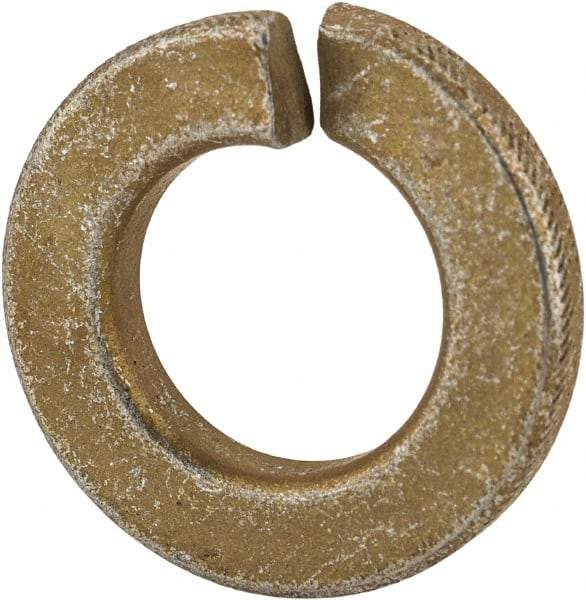 Made in USA - 3/8", 0.094" Thick Split Lock Washer - 1060 Spring Steel, Zinc Yellow Dichromate Finish, 0.377" Min ID, 0.385" Max ID, 0.68" Max OD - USA Tool & Supply
