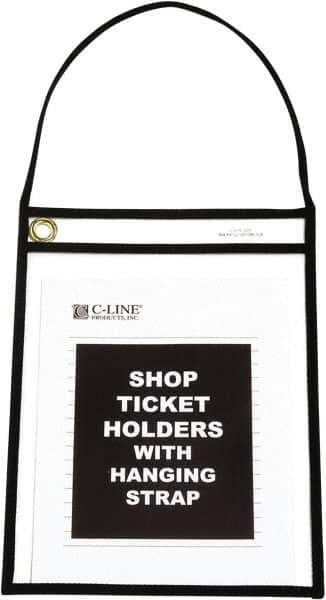 C-LINE - 15 Piece Clear Hanging Strap Stitched Shop Ticket Holder - 12" High x 9" Wide - USA Tool & Supply