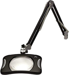 O.C. White - 43 Inch, Swing Arm, Clamp on, LED, Black, Magnifying Task Light - 8 Watt, 2x Magnification, 7 Inch Wide, 5-1/4 Inch Long - USA Tool & Supply