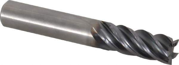 Kennametal - 3/8", 7/8" LOC, 3/8" Shank Diam, 2-1/2" OAL, 5 Flute, Solid Carbide Square End Mill - Single End, AlTiN Finish, Spiral Flute, 30° Helix, Right Hand Cut, Right Hand Flute, Series UCDE - USA Tool & Supply