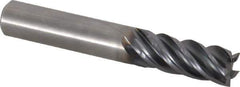Kennametal - 3/8", 7/8" LOC, 3/8" Shank Diam, 2-1/2" OAL, 5 Flute, Solid Carbide Square End Mill - Single End, AlTiN Finish, Spiral Flute, 30° Helix, Right Hand Cut, Right Hand Flute, Series UCDE - USA Tool & Supply