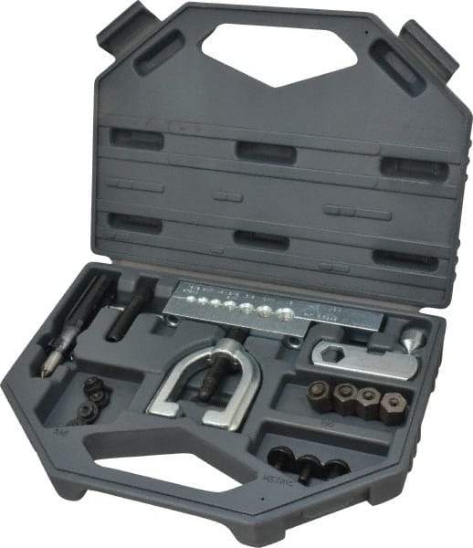 Proto - 17 Piece Automotive Combination Flaring Tool Kit - Adapters, O-ring, Cone, Pusher Screws, Bars, Yoke, Wrench, Countersink Tool, Bolt - USA Tool & Supply