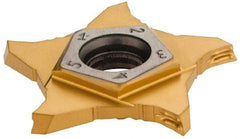 Iscar - PENTA Z IC1008 Grade, 0.0787" Cutting Width, Carbide Cutoff Insert - 15° Right Hand Lead Angle, 0.004" Cnr Rad, TiAlN/TiN Coated, Other End - USA Tool & Supply