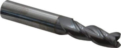 Accupro - 11/32", 3 Flute, Single End, Solid Carbide, 0.02" Corner Radius End Mill - 2-1/2" OAL, 35° Helix, Right Hand Flute, 1" LOC, Right Hand Cut - USA Tool & Supply