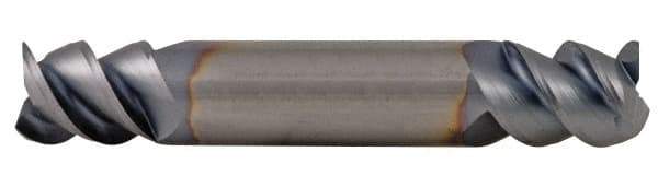 Accupro - 7/16", 9/16" LOC, 7/16" Shank Diam, 3" OAL, 3 Flute, Solid Carbide Square End Mill - Double End, AlTiN Finish, Spiral Flute, 60° Helix, Centercutting, Right Hand Cut, Right Hand Flute - USA Tool & Supply